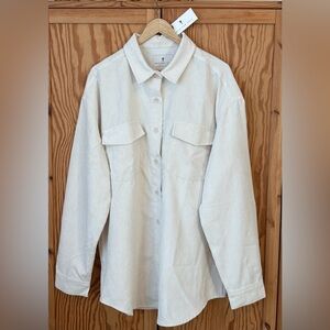 American Tall Wide Corduroy Cream Shirt (NWT)